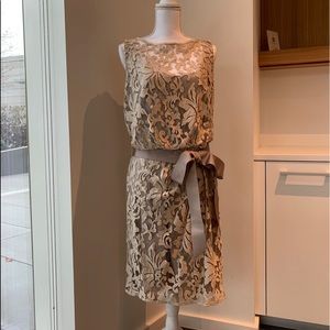 Beige Lace Lined Dress - Size 12